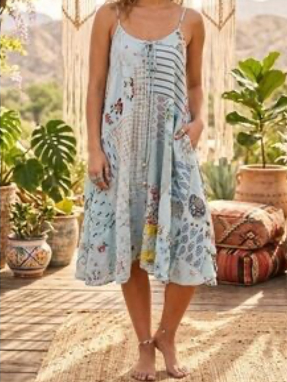 Jaded Gypsy Patchwork Sundress with Spaghetti Straps
